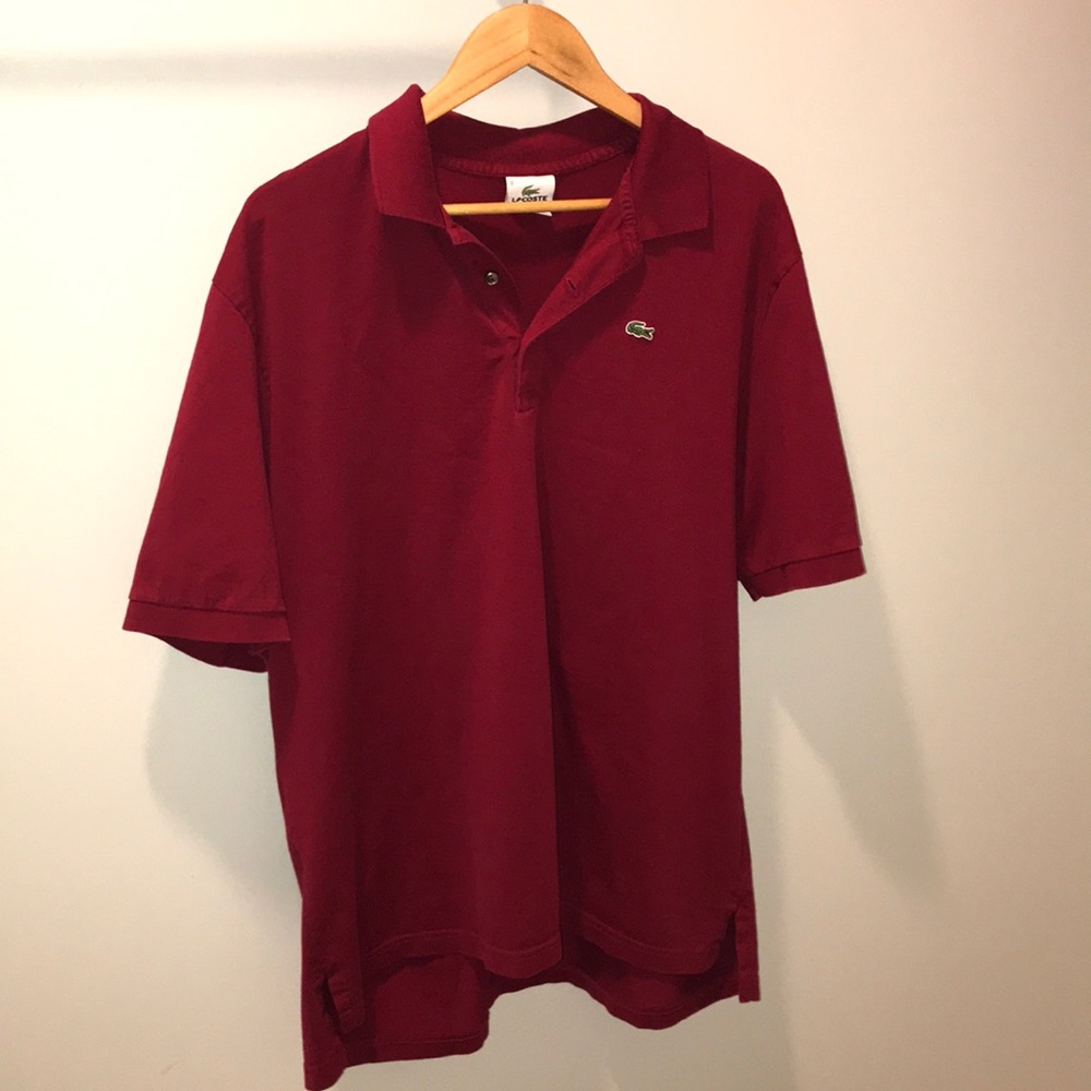 Men’s Red Lacoste Polo Dress Shirt Sz 8